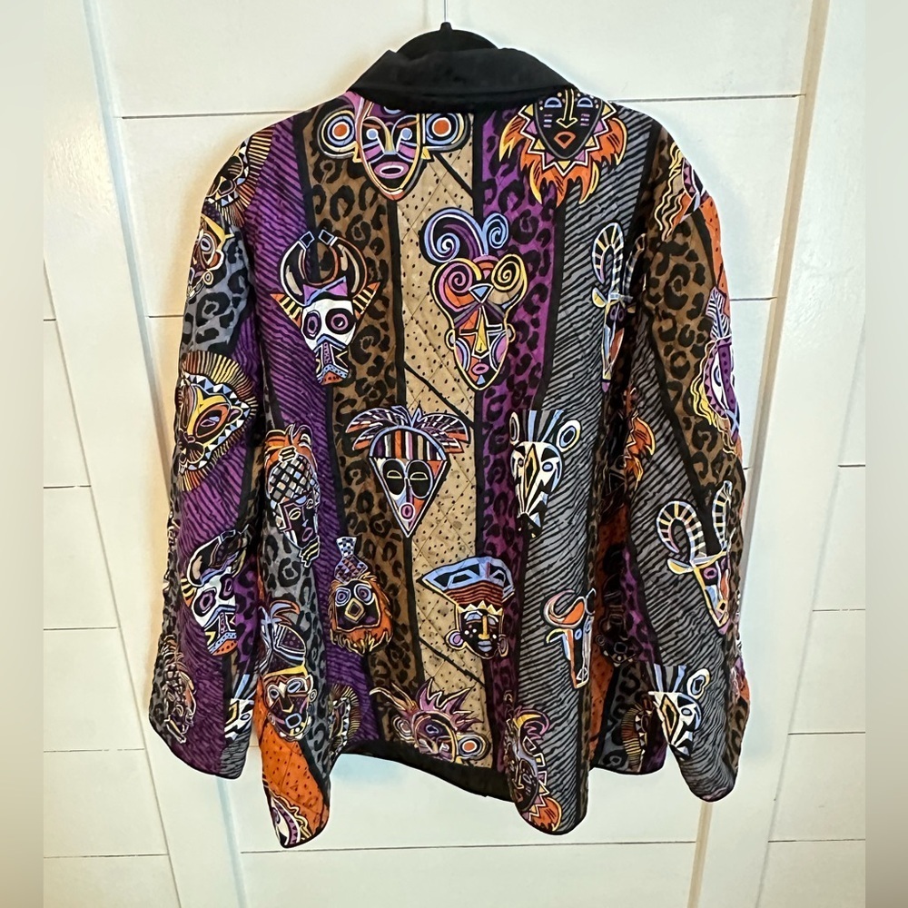 NWT BOB MACKEY 3X Silk Aztec colorful woman art 2 wear animal print jacket - Picture 3 of 15